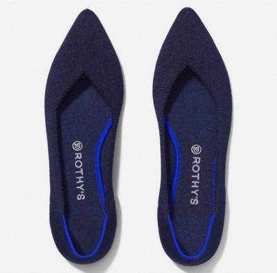 Rothy's The Point Womens Size 6 Navy Blue Pointed Toe Recyclable Knit Flats Shoe