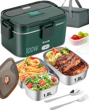 Eocolz Electric Lunch Box Food Heater 100W, Food Warmer with Dual Container 1.8L