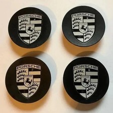Porsche Gloss Black Wheel Center Cap Silver Emblem Alloy Rim Hub Cover Usa
