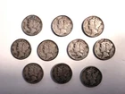 Mercury Silver Dimes - 10-Coin LOT SALE 90% Silver Coins Various 1930s'- 1940s