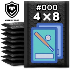 Bubble Mailers Sports Trading Cards 4X8 Black Poly Padded Envelopes 4" x 8" #000