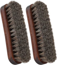 Horsehair Shoes Shine Brush, Soft Horse Hair 2 Polishing shoe brush, Brown 