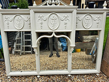 Victorian Overmantel Wall Mirror, White Painted Iron Frame w 132cm x h 102cm
