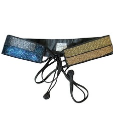 Vintage 80  s Elegant fully beaded Deco tie belt Glam Gothic OS