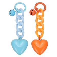 2Pcs Plastic Cute Heart Keychain for Women for Handbag Lake Blue/Orange,