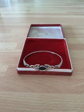 Vintage k & SR (Kit & Sylvia Ross) Silver Celtic Bangle with Marquise Black Onyx