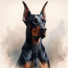 DOBERMAN PINSCHER Watercolour ART PRINT DOG Love GIFT Christmas Birthday Present