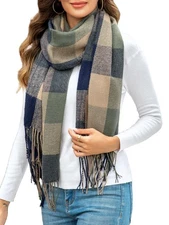 Winter Scarf Women Warm Tartan Plaid Soft Lightweight Long Fashion Shawl
