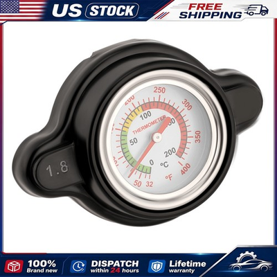 #ad #ad 1.8 Bar High Pressure Radiator Cap w Temperature Gauge Black Silver $10.99