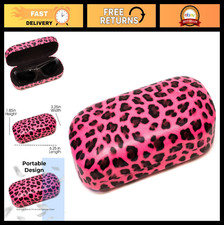 Large Hard Shell Glasses Case for Eyeglasses Sunglasses - Leopard Print Clamsh