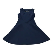 Ivanka Trump A Line Mini Dress Women’s S? Blue Stretch Ponte Gold Chain