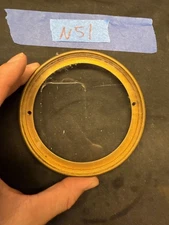 (N51) Antique French Mantle Clock Back Bezel Door Brass & Beveled Glass