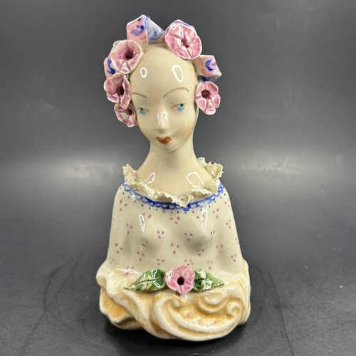 Estatuilla de Colección Cordy Cybis Porcelana Dama Busto Cerámica Pintada a Mano #5010 - Imagen 9 de 11