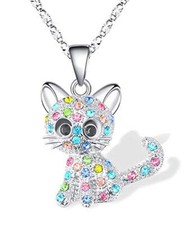 Kitty Cat Pendant Necklace Jewelry for Women Girls Cat Lover A.Multicolor