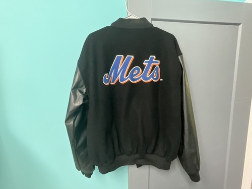 NEW YORK METS VINTAGE WOOL PVC/LEATHER BOMBER JACKET M JH DESIGNS - Picture 12 of 15