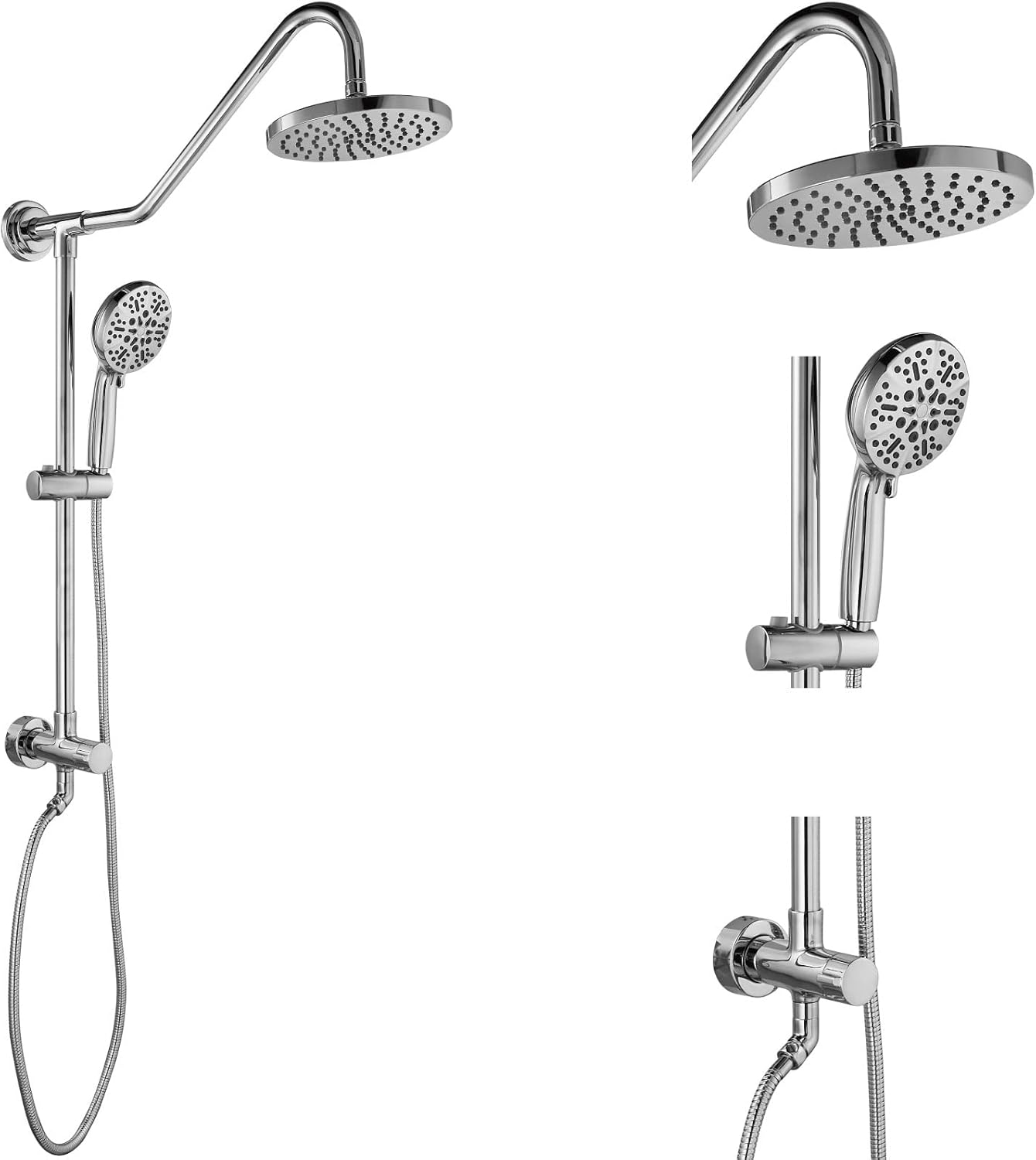 Retrofit Shower System with 6 Functions Handheld Sprayer 8 Inch Rain Shower Head