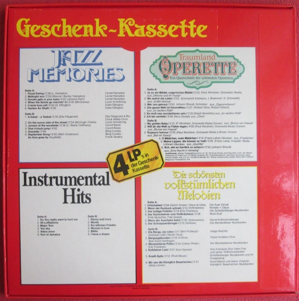 Geschenk Kassette 4 LP BOX Vinyl Jazz Memories / Instrumental Hits / Operette um - Bild 2 von 2