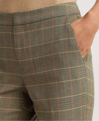 Lauren Ralph Lauren Women Checked Plaid Twill Straight Leg Pants