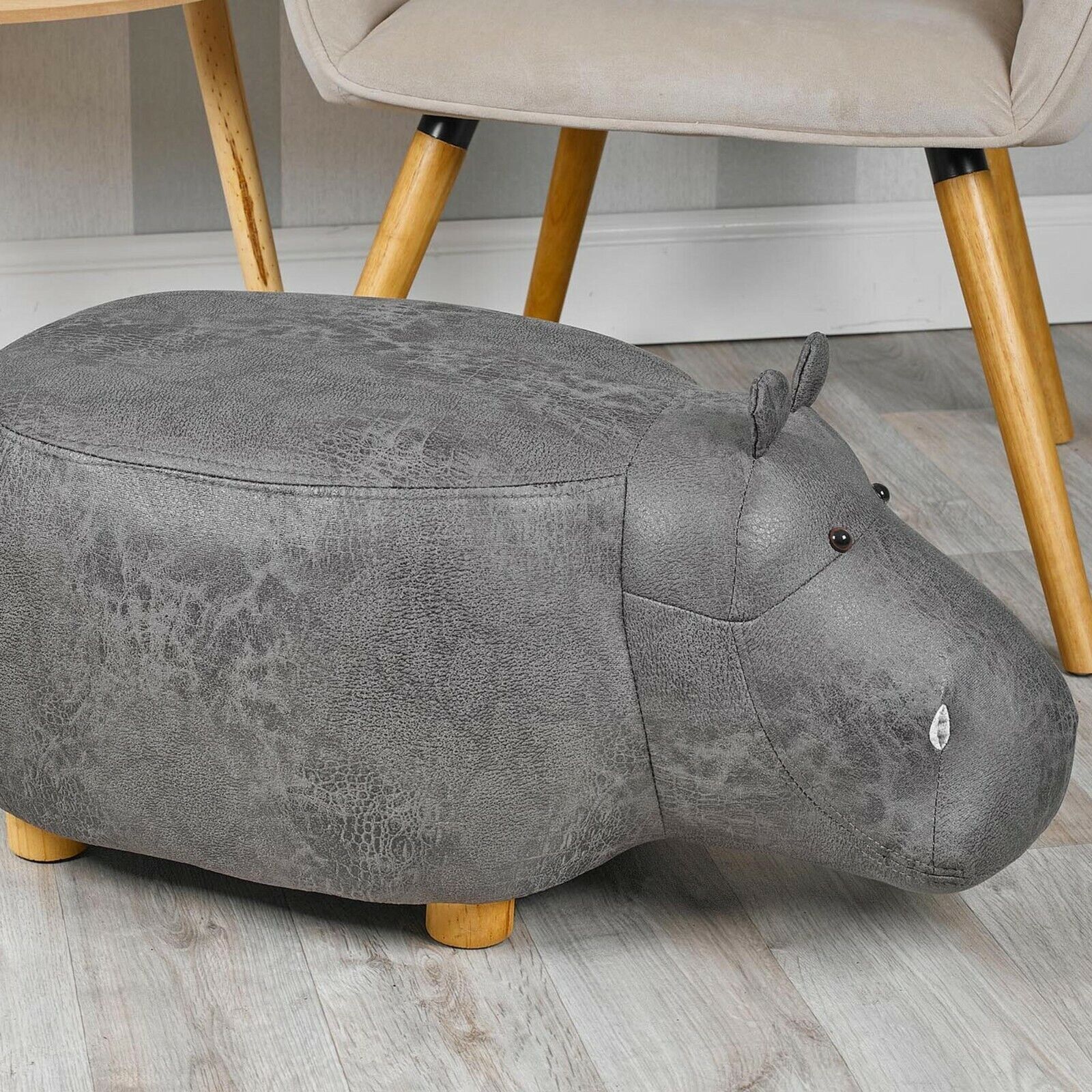 Animal Shaped Footstool Storage Ottoman Padded Soft Pouffe Cushioned