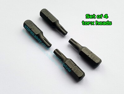 (set of 4) 1/4 inch 25mm Torx Bits Heads Flat / Drilled - Tamper Resistant 1/4  