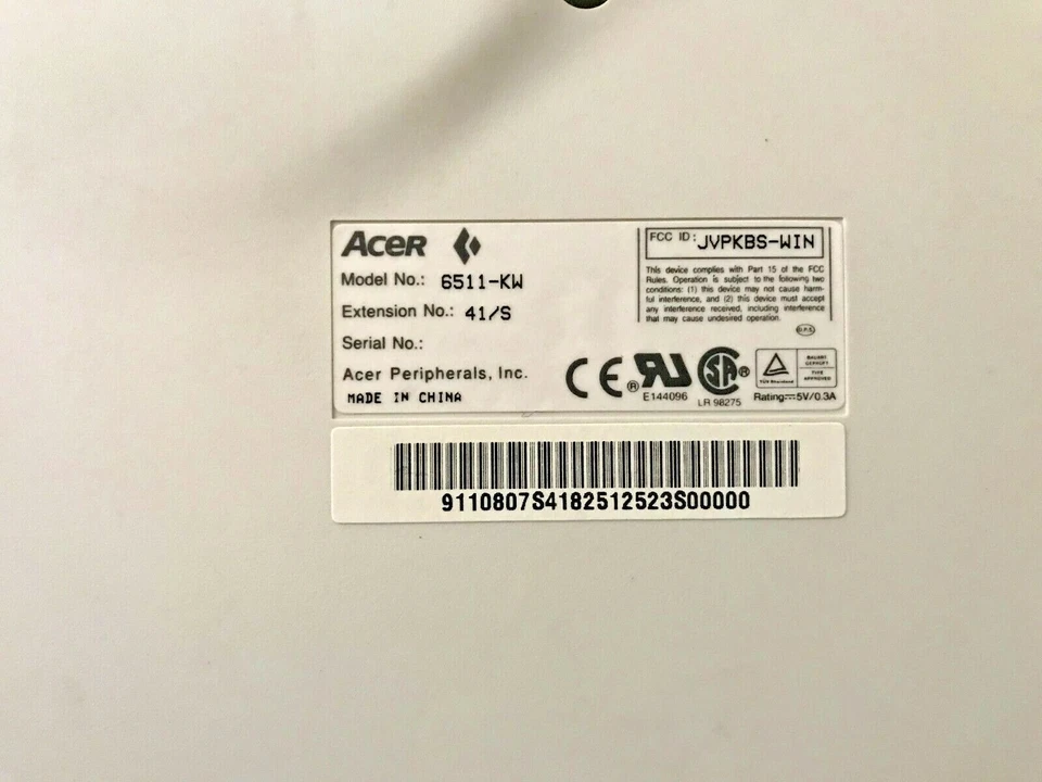 RARE NEW VINTAGES ACER 6511-KW PS2 WINDOWS KEYBOARD WITH CLEAR KEYBOARD COVER - Image 3 of 3