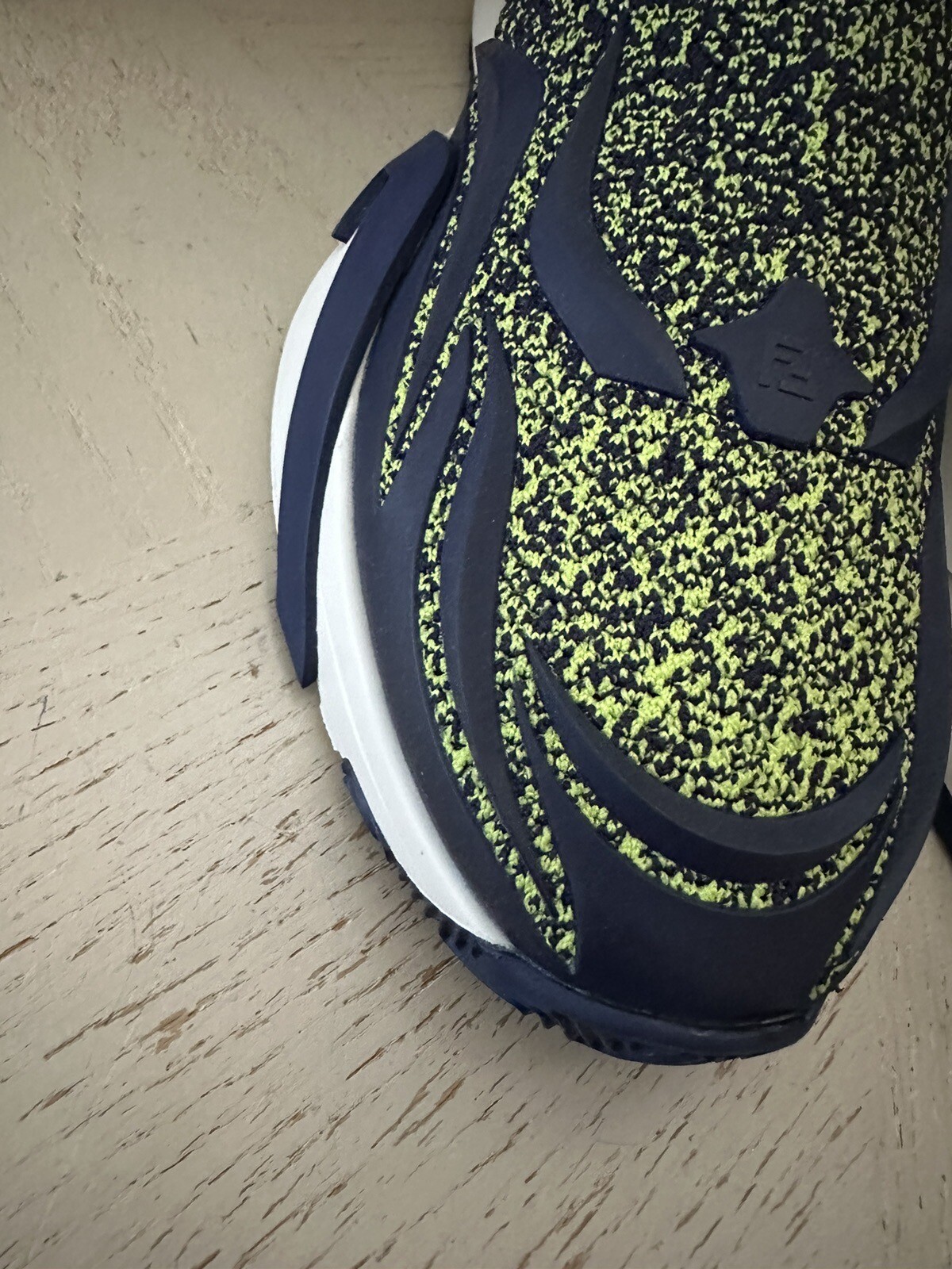 NIB 1190 Fendi Contrast Knit High Top Sneakers Shoes Navy/Green 12 US