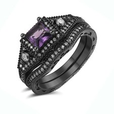 Danielle Wedding Ring Set for Women CZ Black Engagement Ginger Lyne Collection