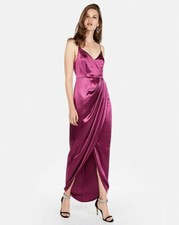NEW EXPRESS RED HIGH SLIT WRAP MAXI DRESS Size S (B181)