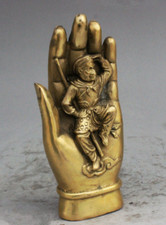Buddhism Brass Sun Wukong Monkey King Statue In Shakyamuni Buddha Hand model