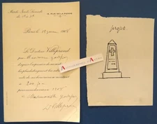 ● Doctor VILLEPRAND 1908 honorary note Godefroy 15 rue de la Pompe + drawing