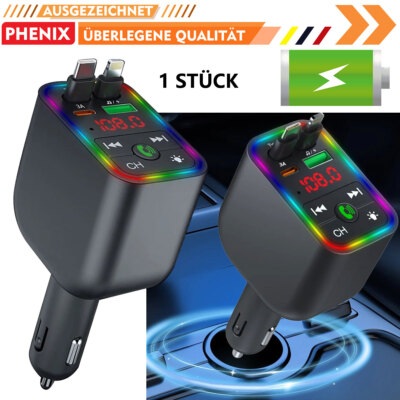 FM Transmitter Bluetooth Auto Adapter MP3 Player Dual USB Typ-C Ladegerät Radio