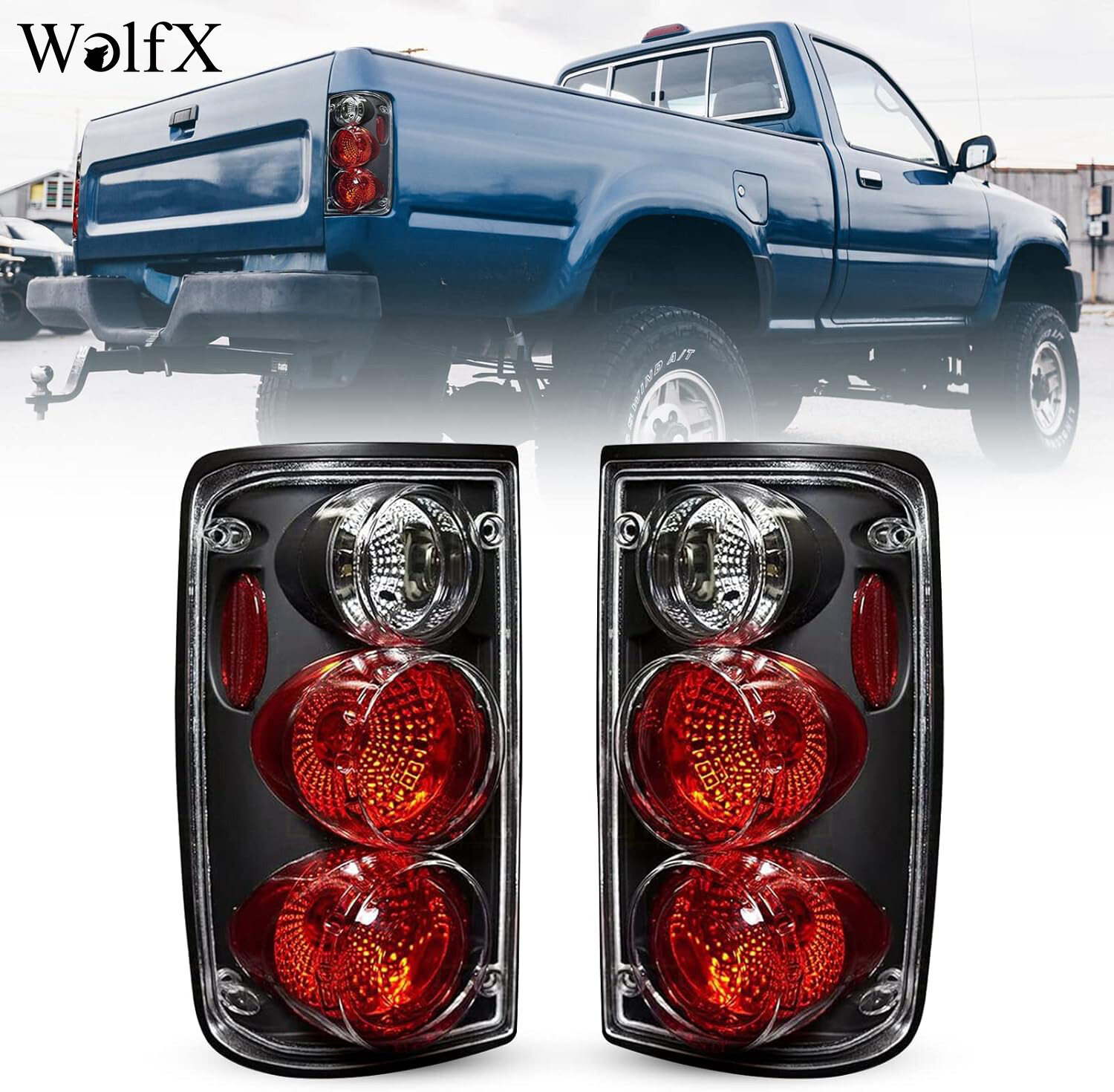 1989-1995 Toyota Pickup Clear Tail Lights Pair L+R