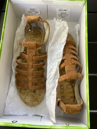 SAM EDELMAN Donna Tan Leather Suede Gladiator Sandals Cork Women’s Sz 5 - Picture 5 of 13