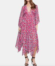 bcbg embroidered chiffon halter gown