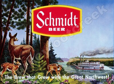 SCHMIDT BEER DEER SCENE 9'' x 12'' METAL SIGN