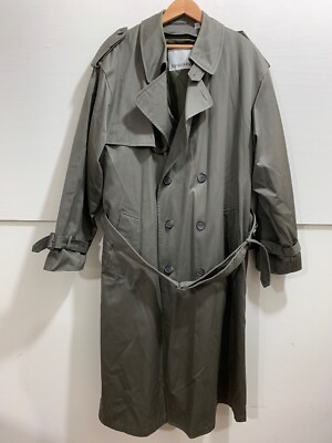 Men’s London Fog Double Breasted Trench-Coat 42 Reg Olive Green w Zip Out  Lining