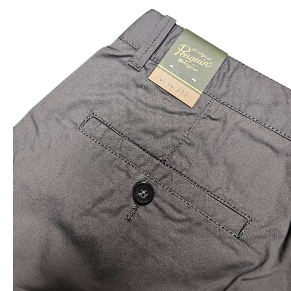 Original Penguin Basic Coton Shorts Castlerock Gris Été Hommes Décontracté Chino - Photo 4/4