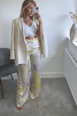 §s§ Zara Printed Palazzo Trousers High Waist New Ss22 2775/156 | eBay