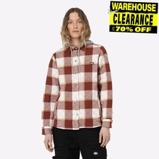Dickies Flannel Shirt Womens Workwear Classic Comfort Hooded Jacket Red
