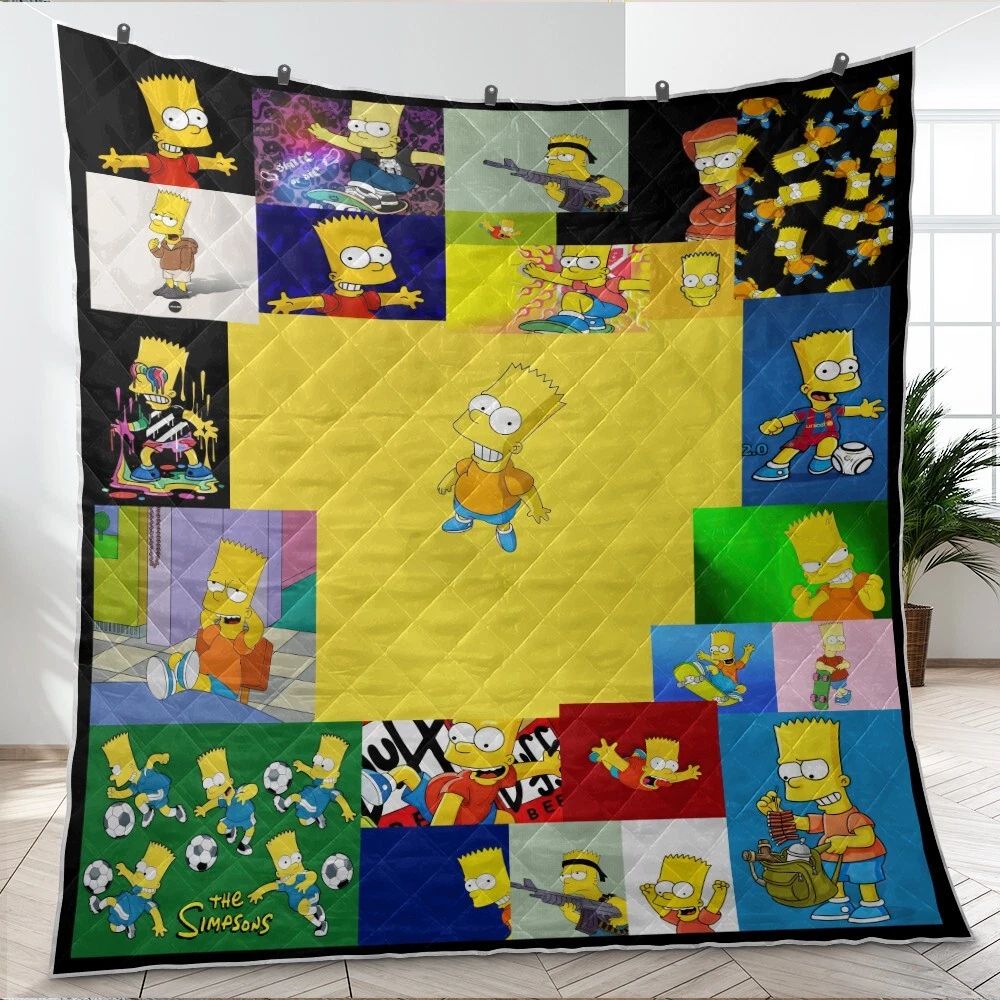 Bart Simpson Quilt, The Simpsons Quilt Blanket Super Soft Comfy Warm Plush