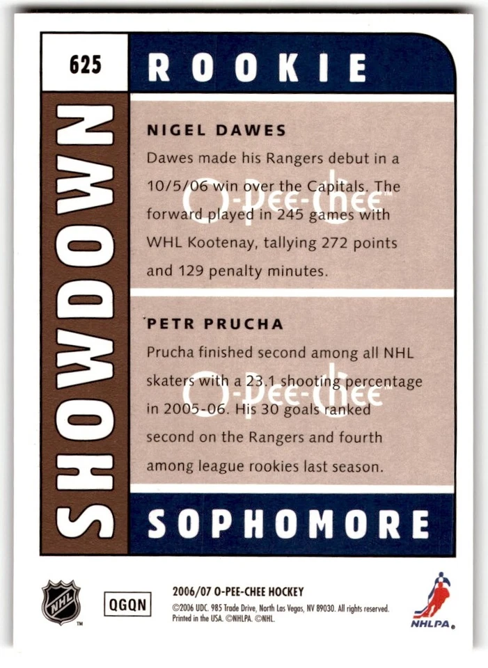Petr Prucha/Nigel Dawes 2006-07 O-Pee-Chee Rookie Showdown #625 - Image 2 of 2