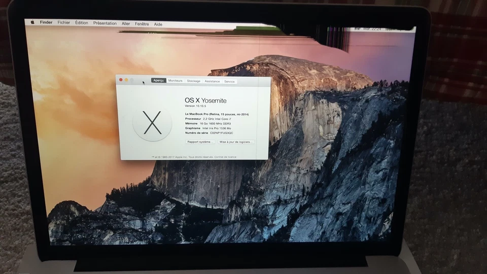 Appel Macbook pro 15 " i7 Retina A1398 Dalle à changer fonctionne très bien - Photo 3/4