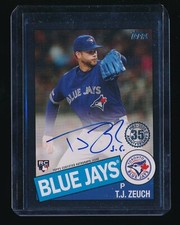 T.J. ZEUCH 2020 TOPPS '85 TOPPS AUTOGRAPH BLACK RC AUTO #/199 TORONTO BLUE JAYS*
