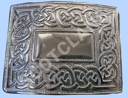 CELTIC DESIGN SCOTTISH KILT BELT BUCKLE CHROME FINISH - Picture 2 of 3
