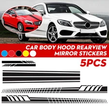 5X Universal DIY Car Side Body Stripe Sticker Trim Hood Rear View Mirror Decal