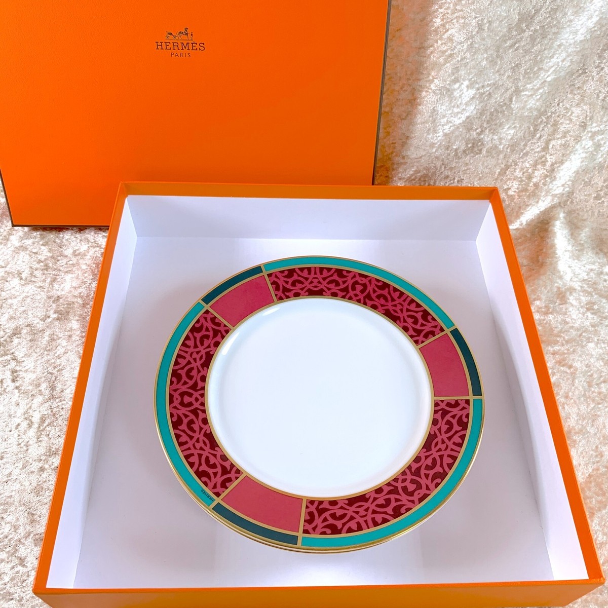 Hermes Paris Attelage Salad Plate 19cm Porcelain Tableware Set of