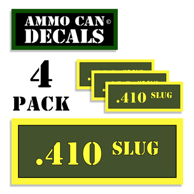 410 SLUG Ammo Can Labels Ammunition Case decals 4 pack stickers AG 3''x1.15''