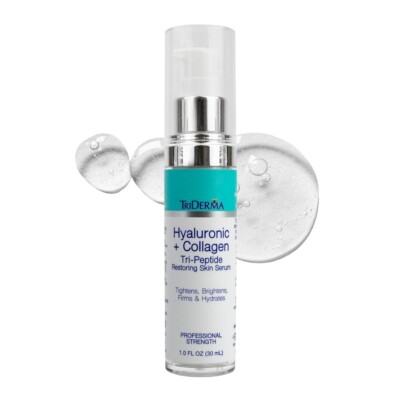 TriDerma Firming Face Serum HA Niacinamide Peptides for Fine Lines 1oz