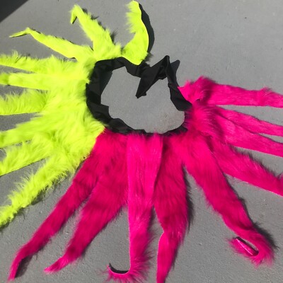 Fur Wrap Skirt Neon Pink Green One Size Furries Cosplay Festival Y2k Made in USA