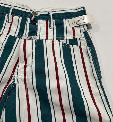 Vintage 90s Marithe Francois Girbaud Turquoise Red White Stripe Shorts Size 20 - Picture 6 of 12